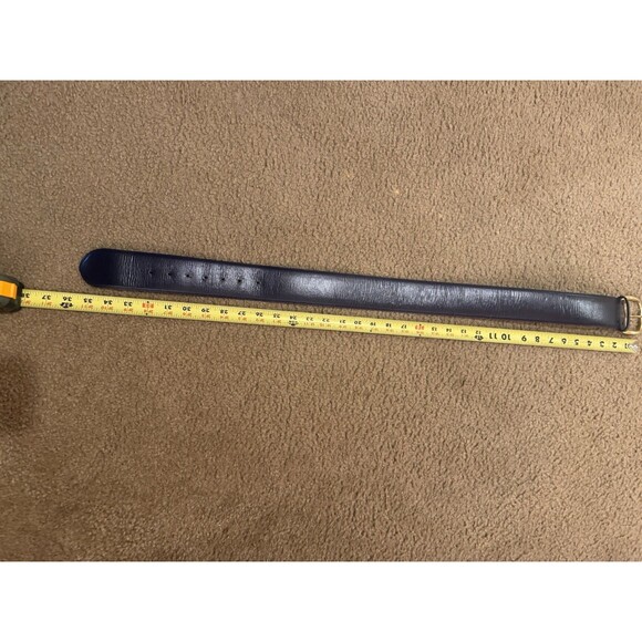 Accessory Lady Navy Blue Leather Belt Size M with Gold Tone Accent Buckle - Picture 13 of 16